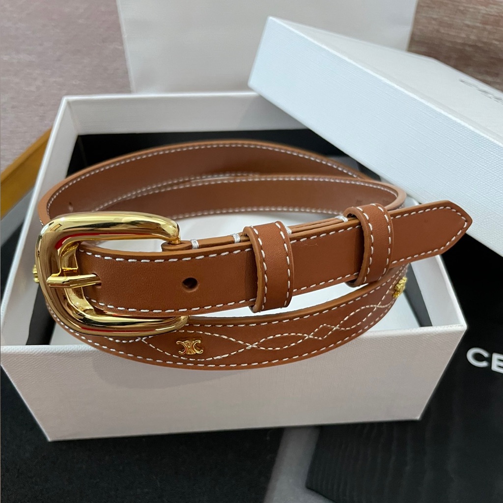 Celine New Brown Leather Belt